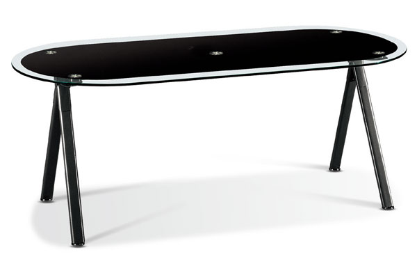 블랙 유리 회의용 탁자 (타원)