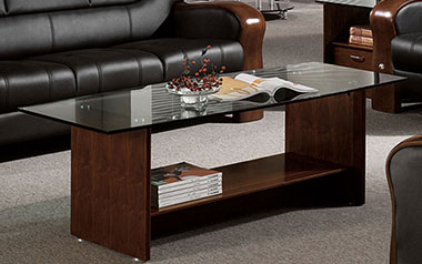 목재 소파탁자 (그린유리)