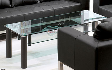 GST 유리 소파탁자(그린. 선반형)
