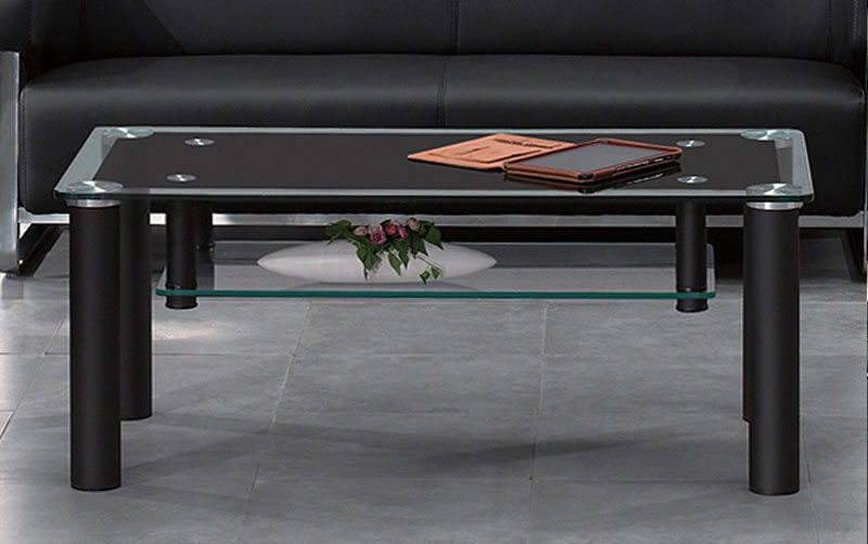 블랙 유리 소파탁자 (선반형)