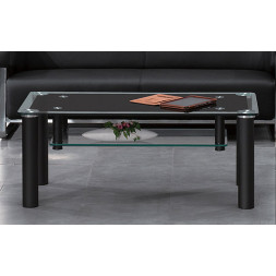 블랙 유리 소파탁자 (선반형)