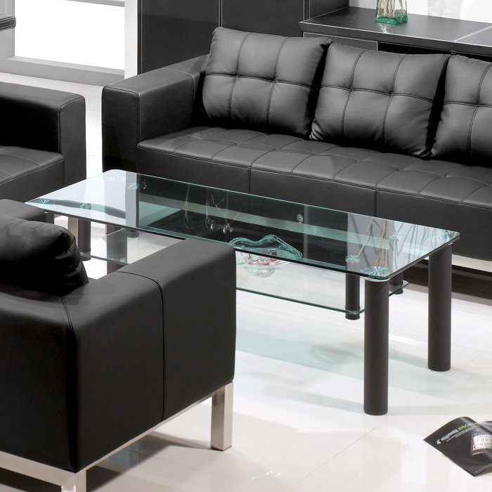 그린 유리 소파 탁자 (선반형)