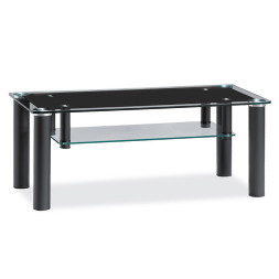 블랙 강화 유리 소파 탁자 (선반형)