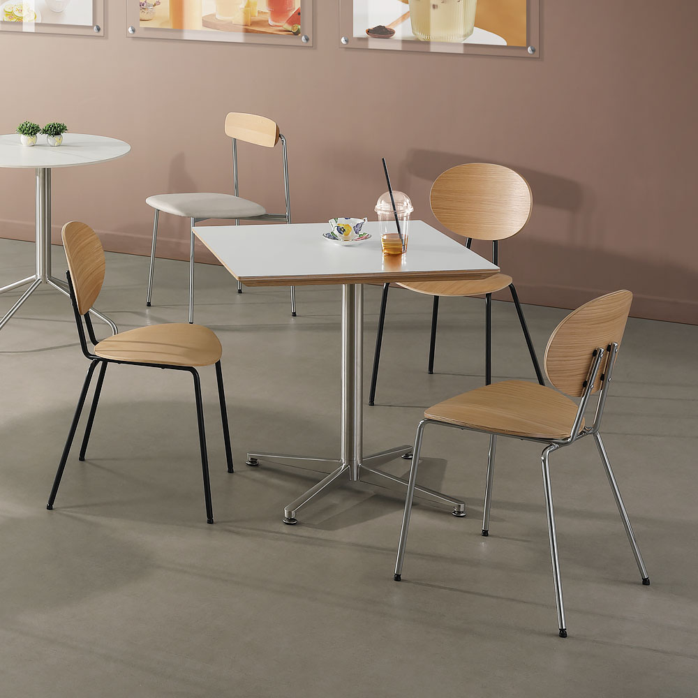 로지 무늬목 철제 의자