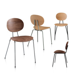 로지 무늬목 철제 의자