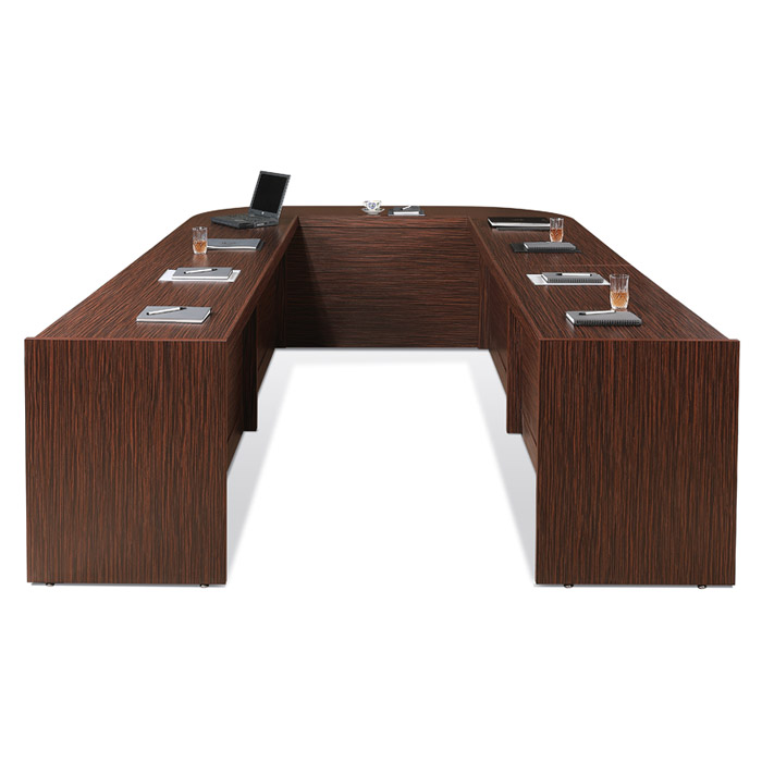 흑단 클레버 연결식 회의용 테이블 (ㄷ자형)